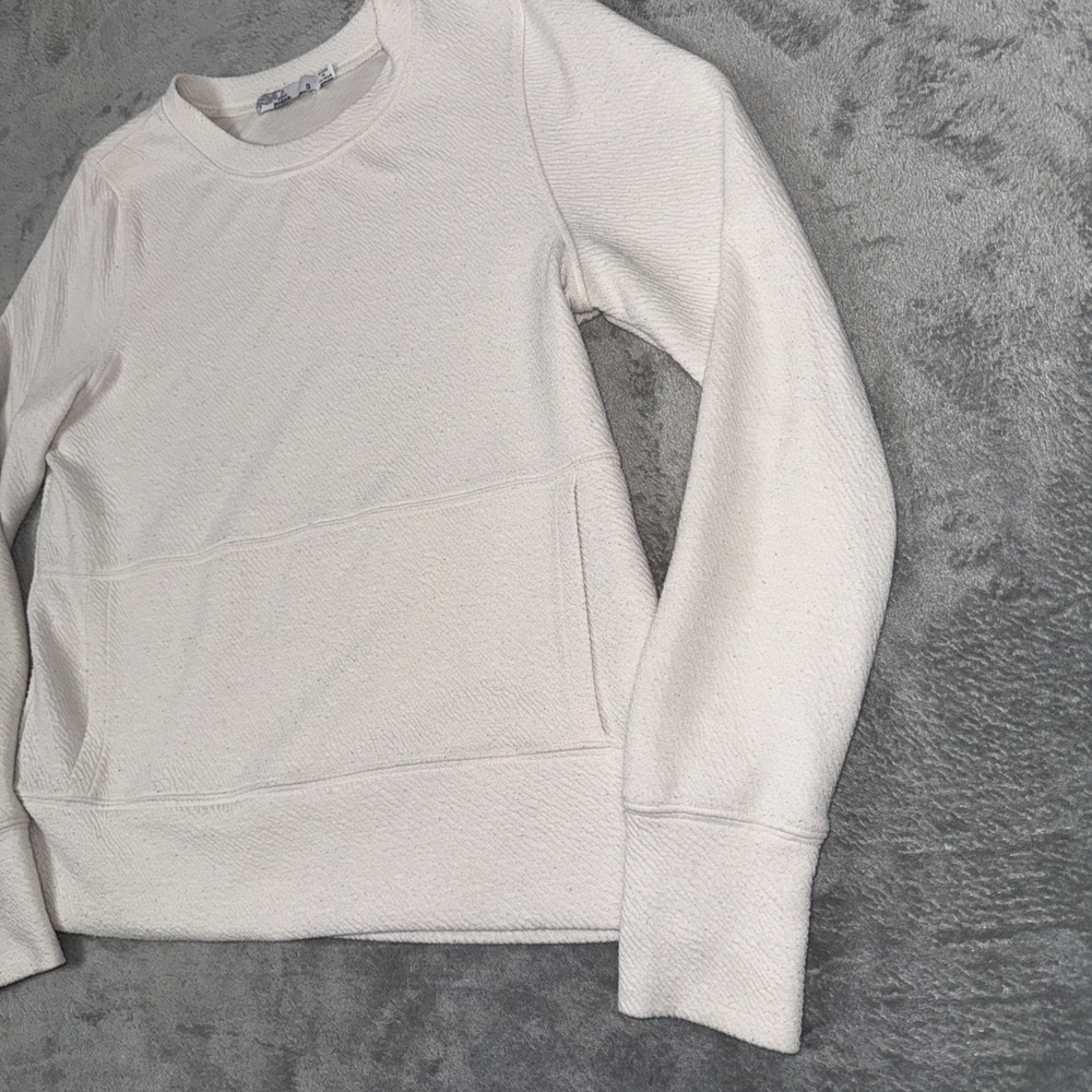 Prana Sweatshirt‎ Womens Small Cream Pullover Sunrise Crewneck Pocket Textured - Picture 5 of 11